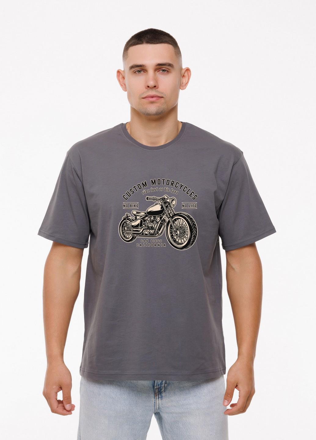 Мужская футболка Motorcycle Наталюкс M Темно-синий (1218059402421)