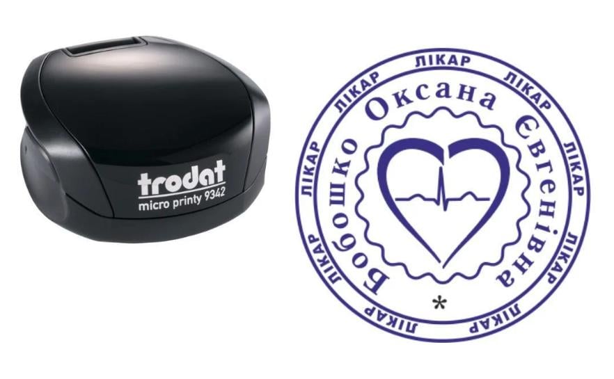 Печать Врача на карманном оснащении Trodat Micro Printy 9342 d 30 мм Черный (Л16/9342/B)