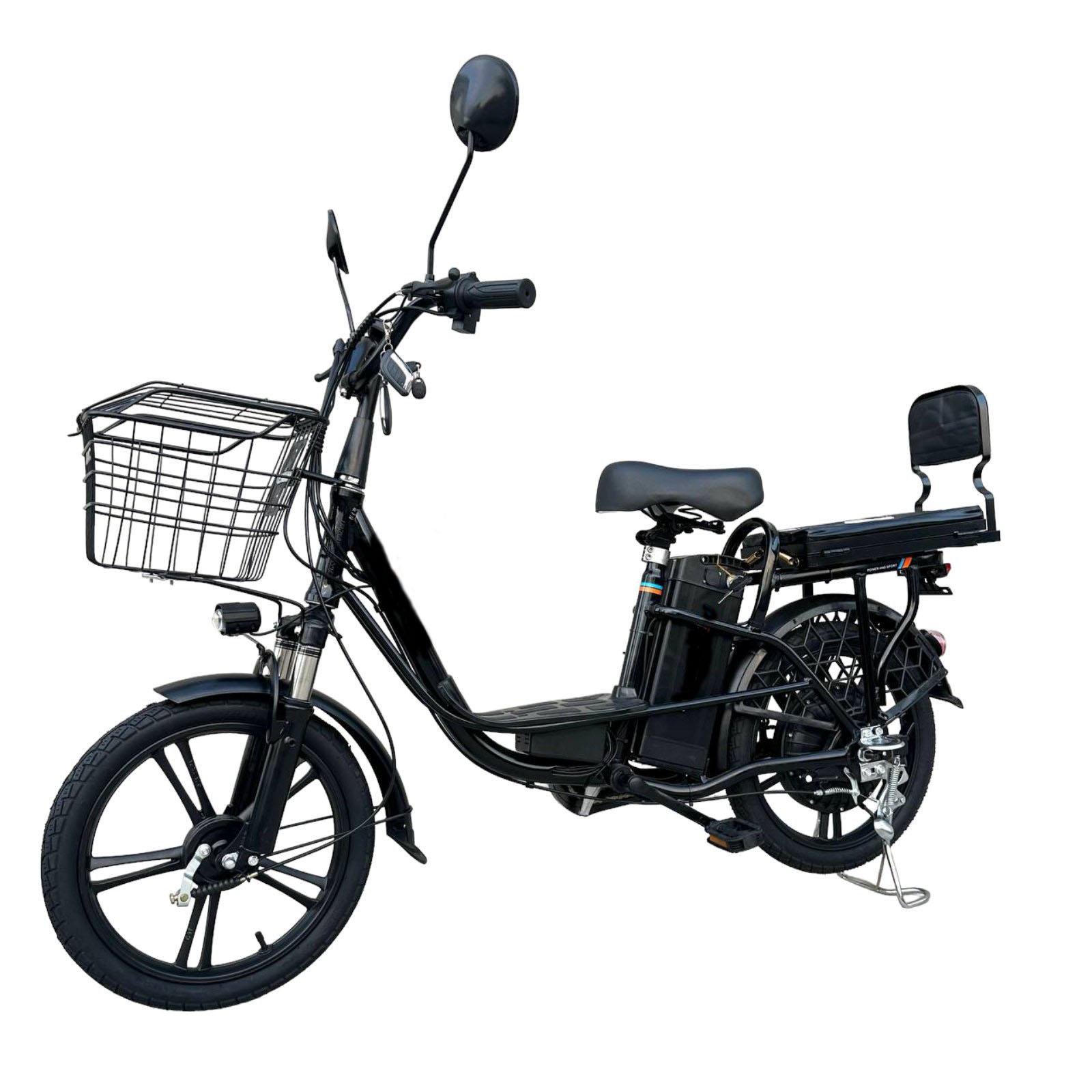 Электровелосипед Minako U18 двухместный 18" 600 W/48 V/26 Ah с раскладным багажником/сидением Черный