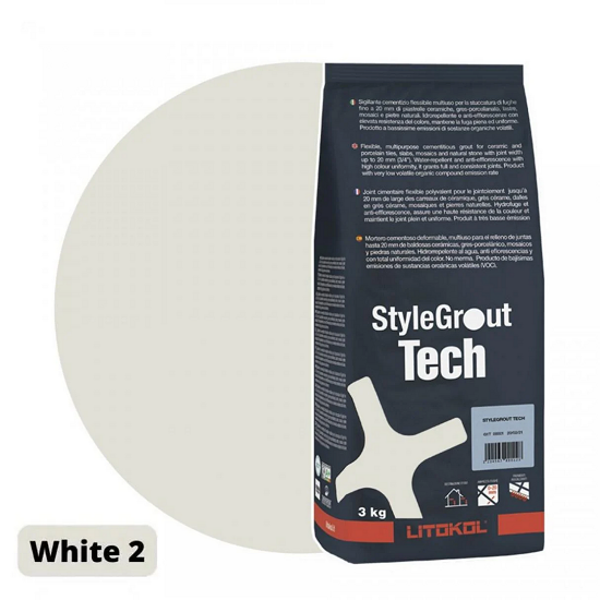 Затирка для плитки цементна Litokol StyleGrout Tech 0-20 3 кг White 2 (SGTCHWHT20063) - фото 1