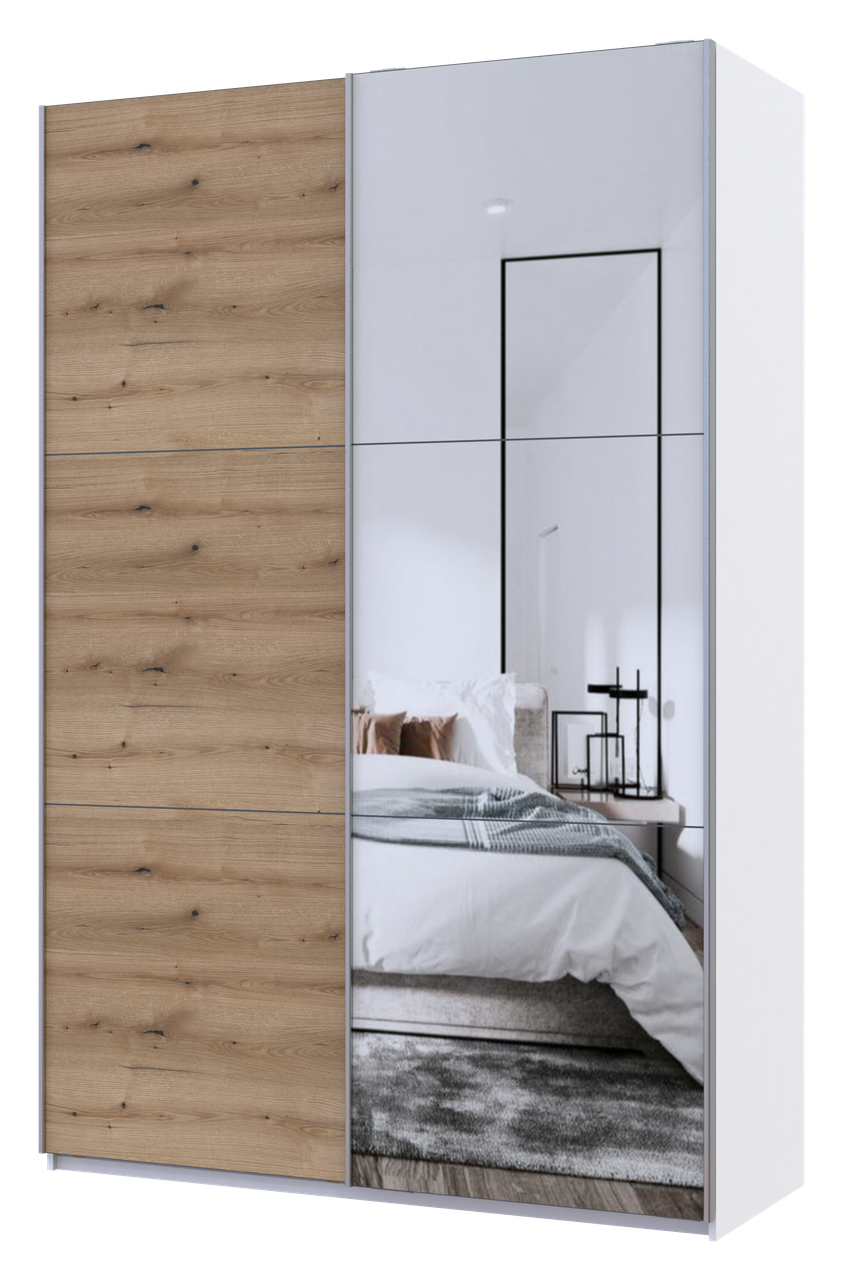 Шкаф-купе двухдверный Doros G-Caiser зеркало 160х60х240 см Белый/Дуб эвок (DRS-011021)