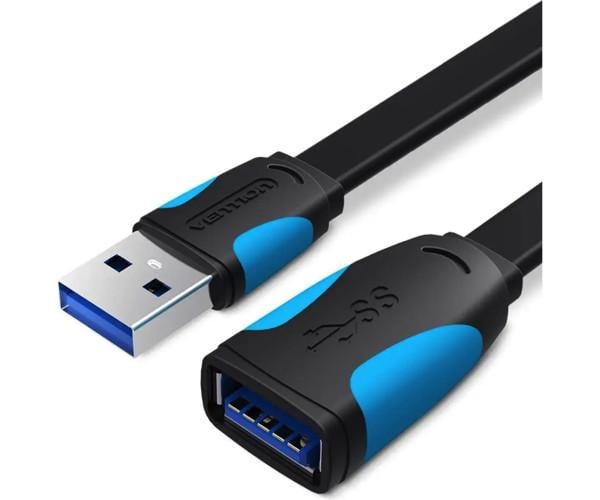 Кабель подовжувач Vention VAS-A13-B200 Flat USB3.0 Extension 2 м Black