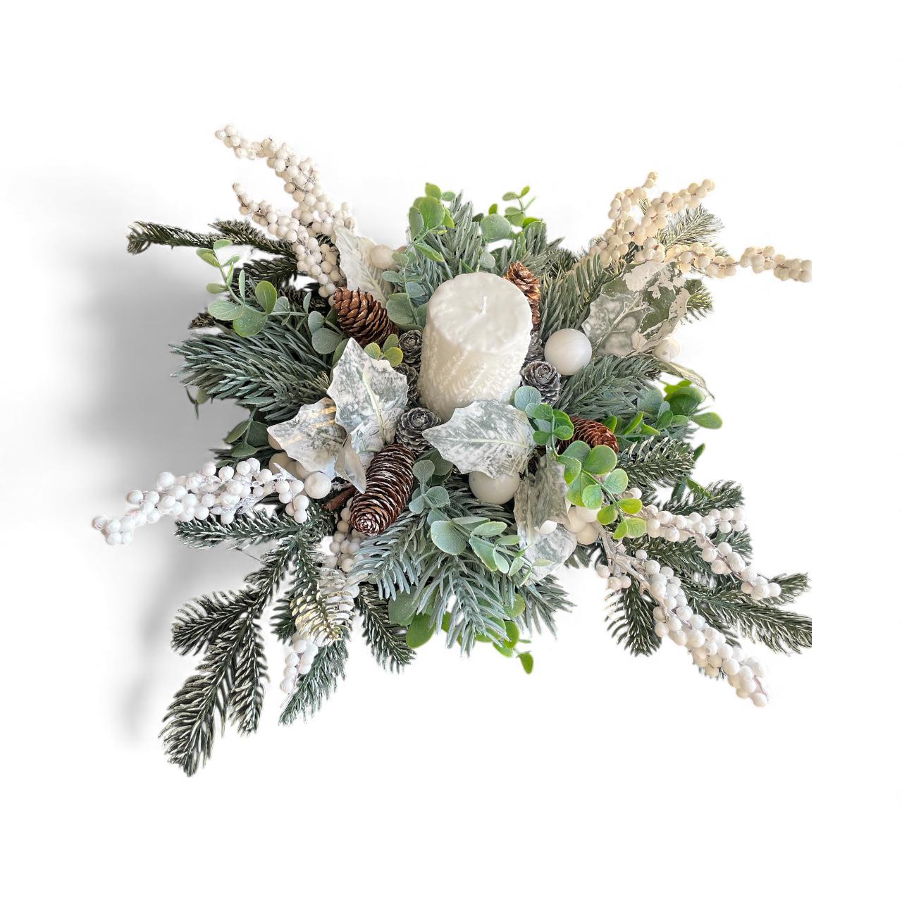 Рождественский декор Свет праздника со свечой и хвойными ветвями (NY100)