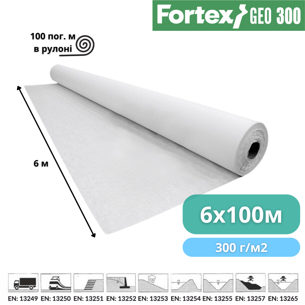 Геотекстиль нетканий Fortex Geo PP 300 г/м2 S25NW 6х100 м 600 м2 (391081) - фото 2 Геотекстиль нетканий Fortex Geo PP 300 г/м2 S25NW 6х100 м 600 м2 (391081) - фото 2