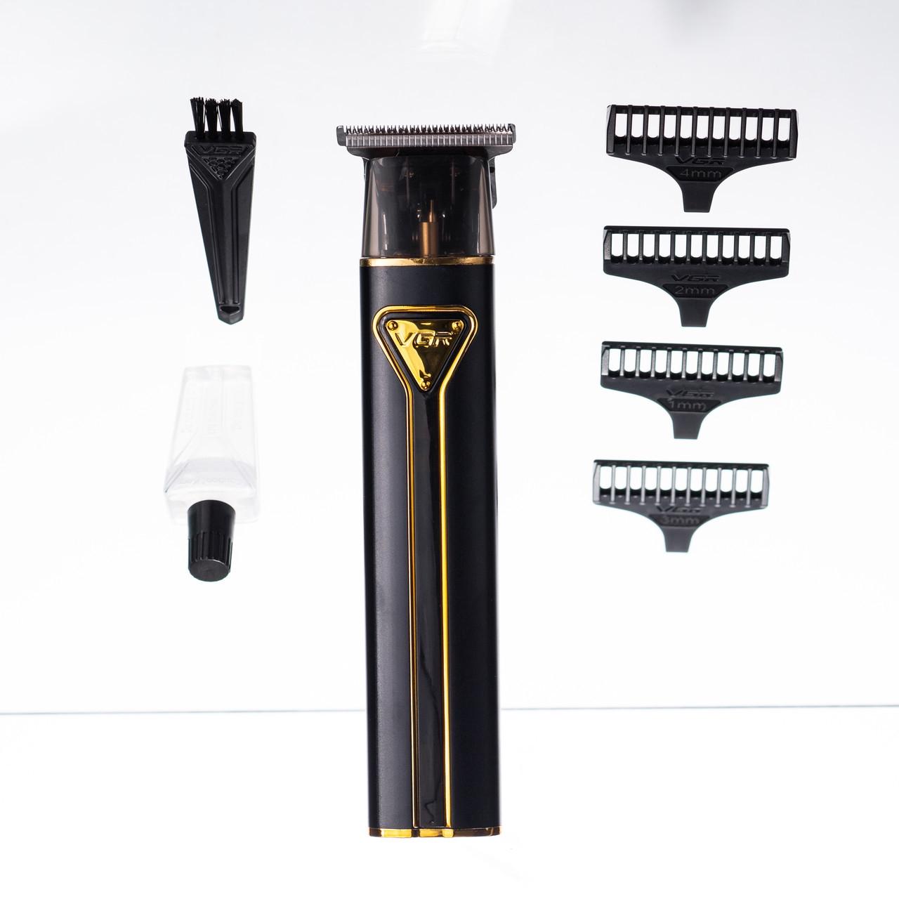 Триммер для стрижки волос VGR V-009 аккумуляторный 4 насадки Черный (7353) - фото 10