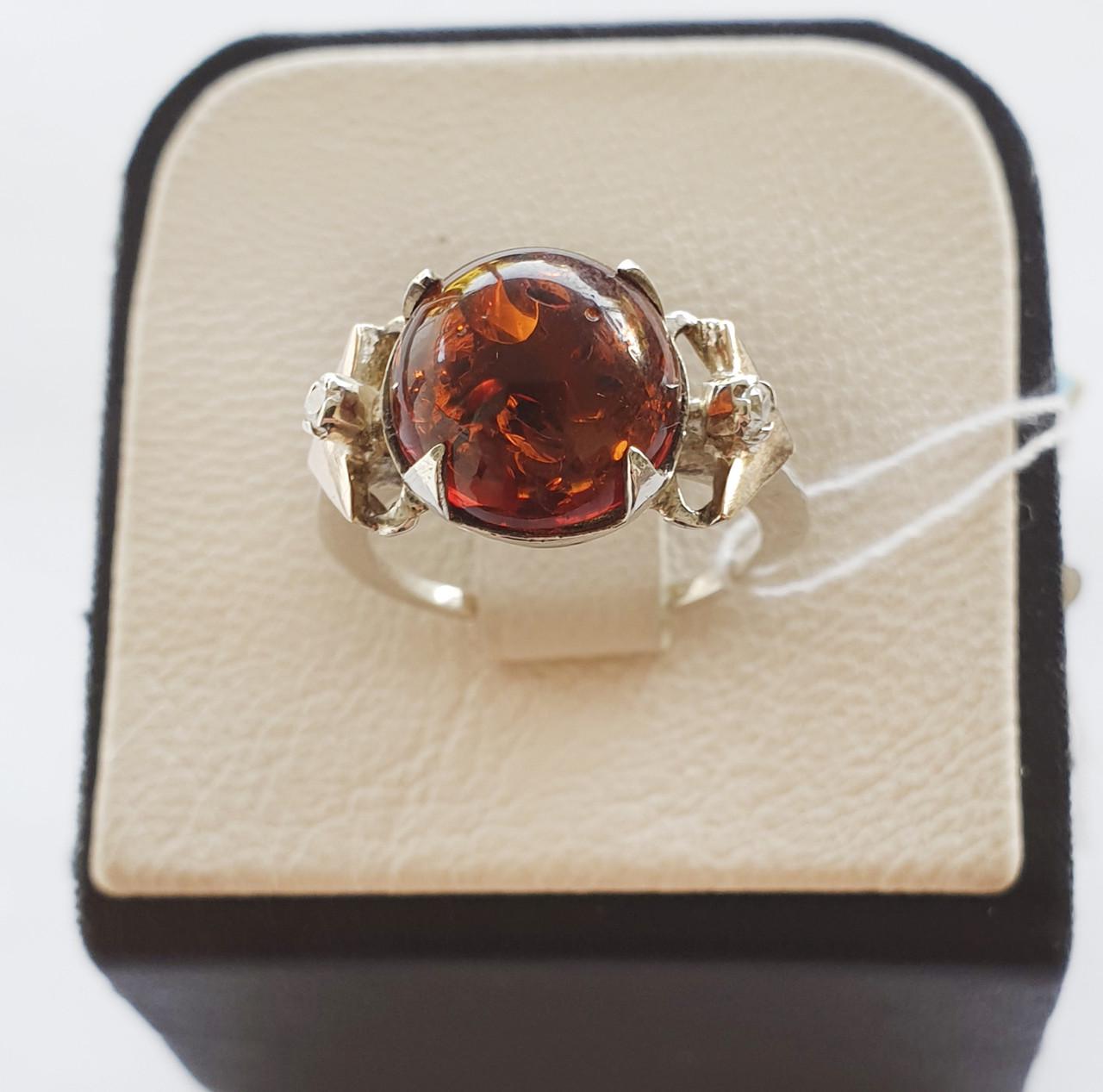 Кольцо серебряное с янтарем р. 18,5 4,56 г (1225622502)