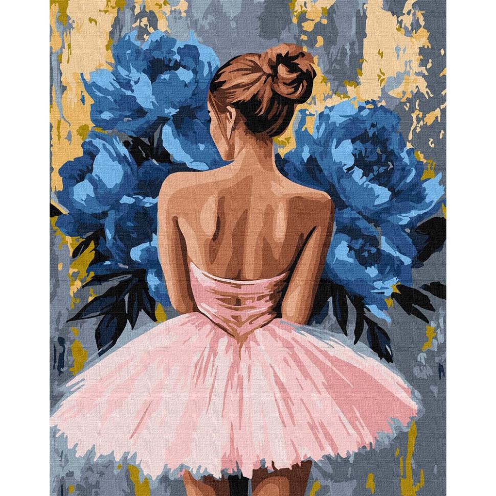 Картина по номерам Ideyka Балерина с голубыми пионами 40x50 см (KHO8661)
