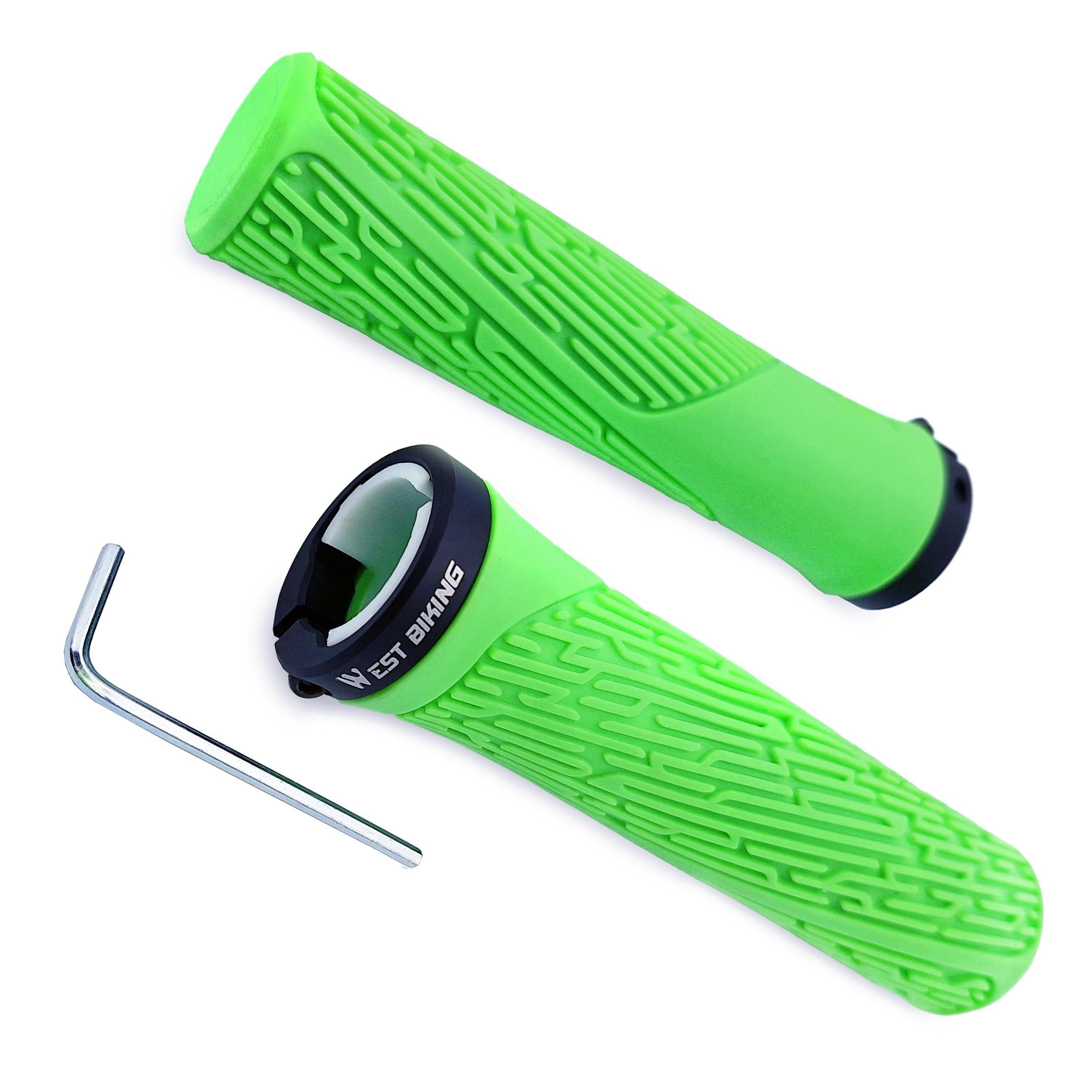 Грипсы West biking YP0804061 прямые 130 мм с алюминиевым замком Салатовый (G0000970)