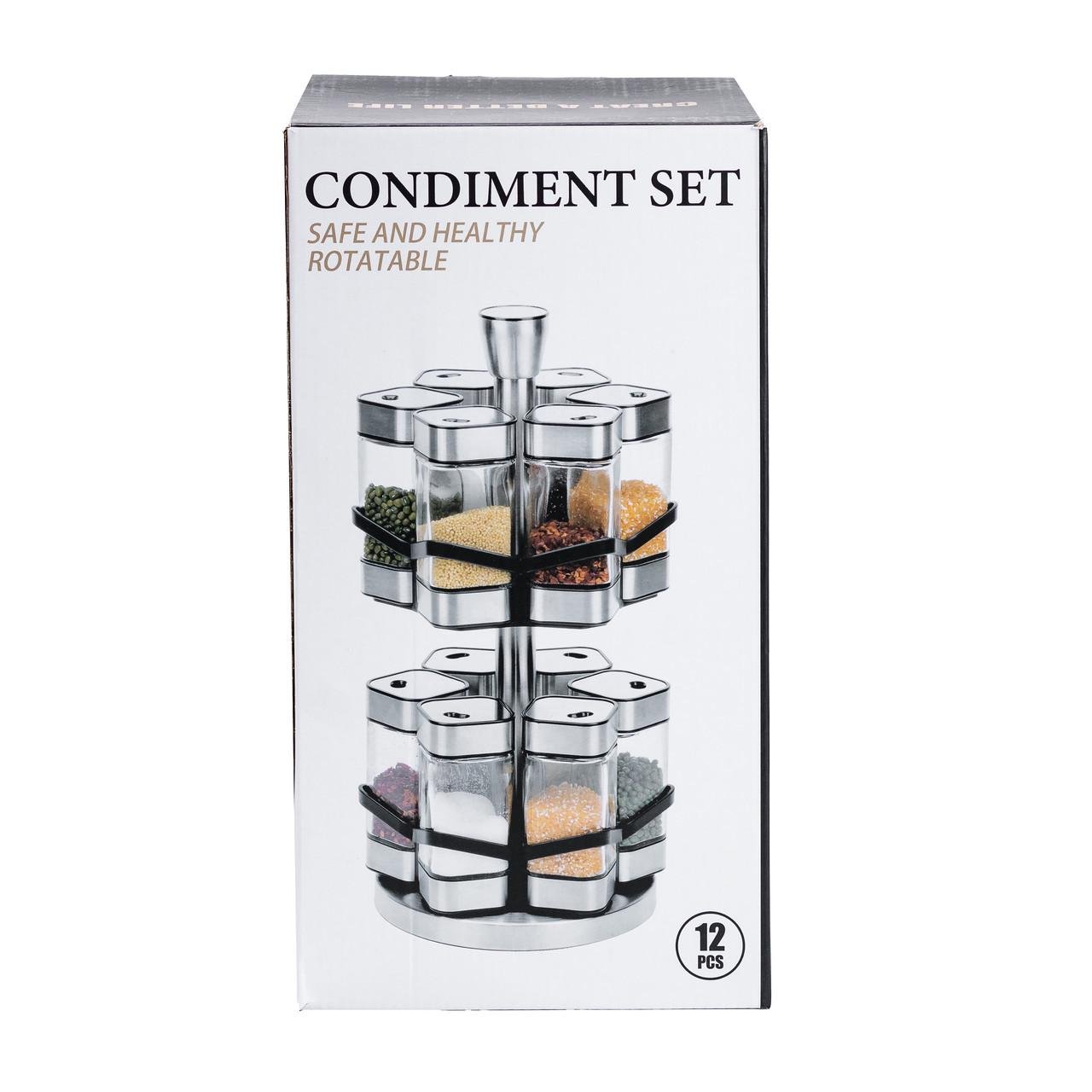 Набір баночок для спецій на підставці 12 шт. по 120 мл Хром/Золотий - фото 7