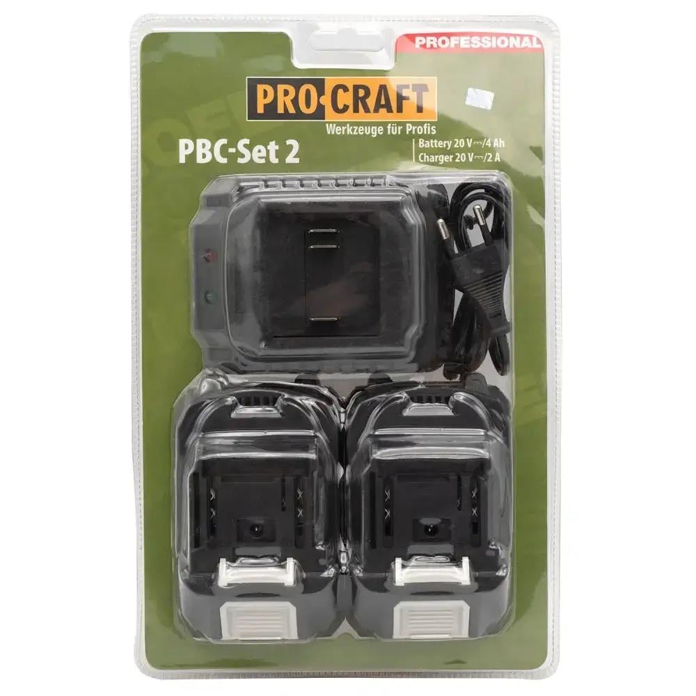 Набір акумуляторів ProCraft PBC set2 20 В 4 А/год 2 шт. та зарядка (000017654) Набір акумуляторів ProCraft PBC set2 20 В 4 А/год 2 шт. та зарядка (000017654)