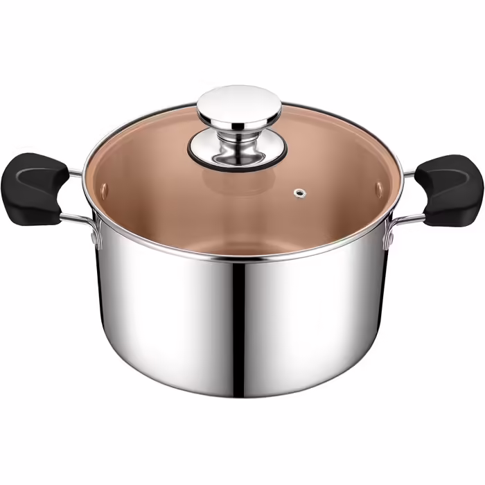 Кастрюля Herogo из нержавеющей стали со стеклянной крышкой 22 см Серебряный