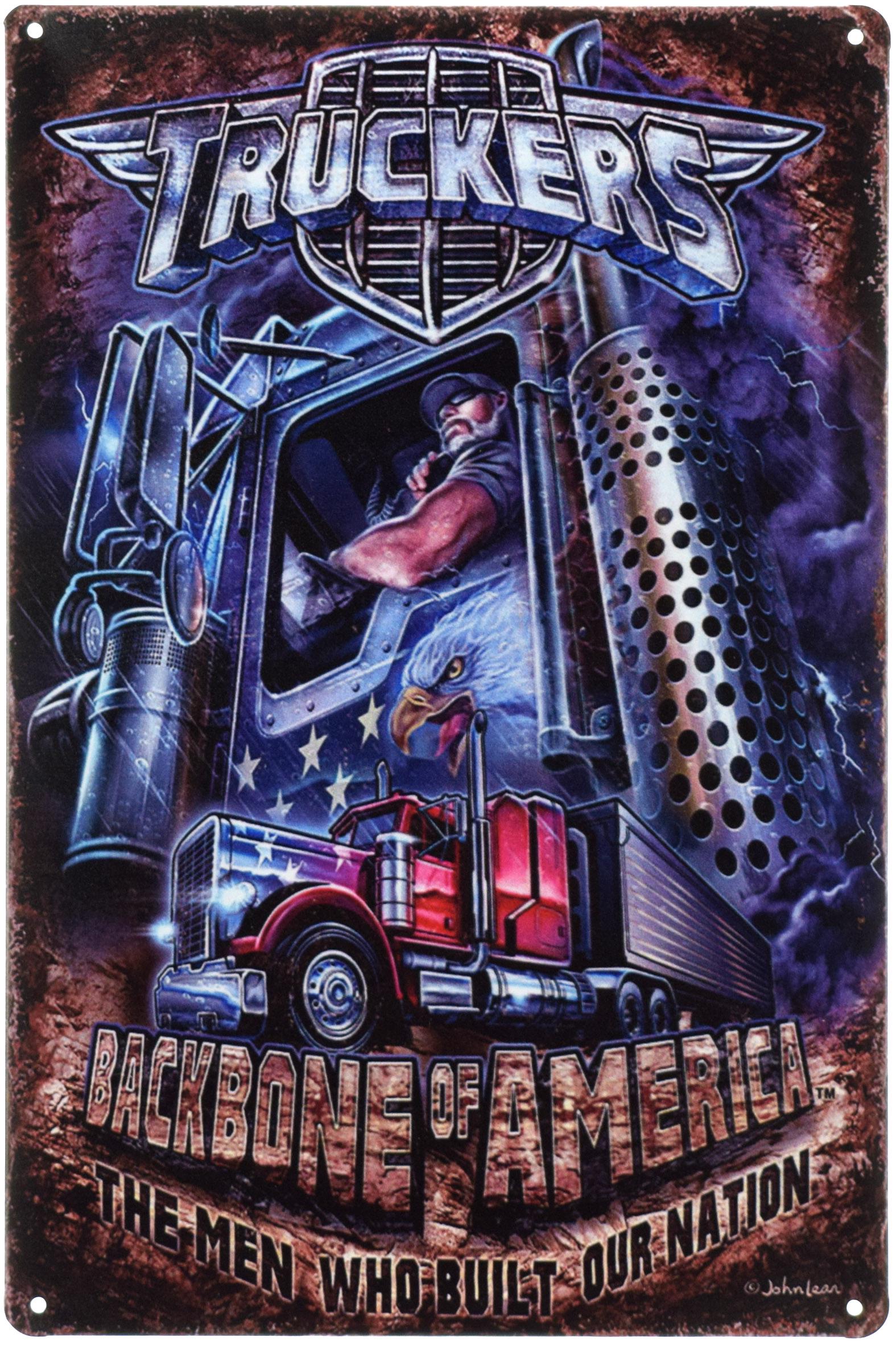 Табличка металлическая Дальнобойщики/Truckers Backbone of America 20x30 см