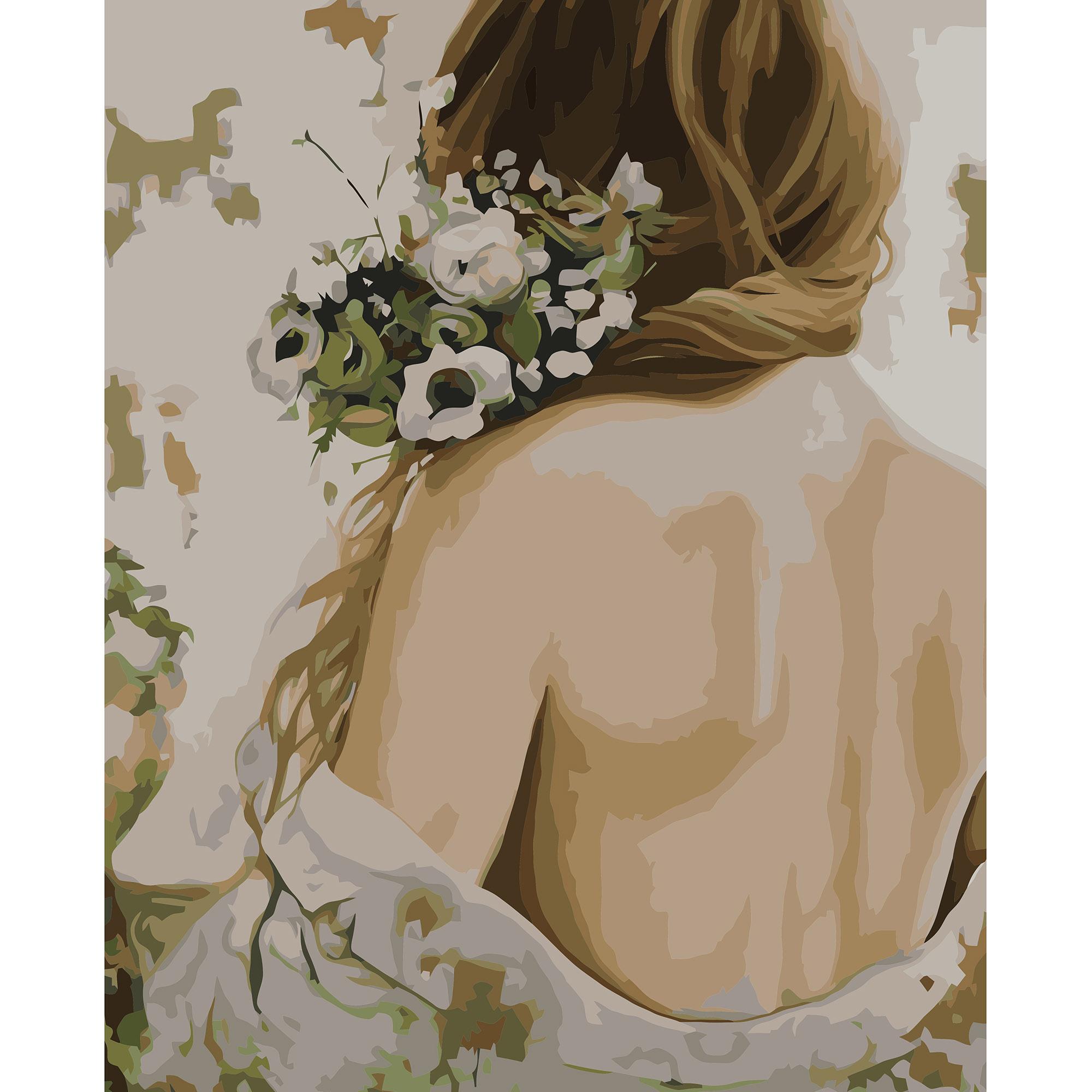 Картина за номерами Strateg Дівчина зі світлим букетом 40x50 см (VA-3227)