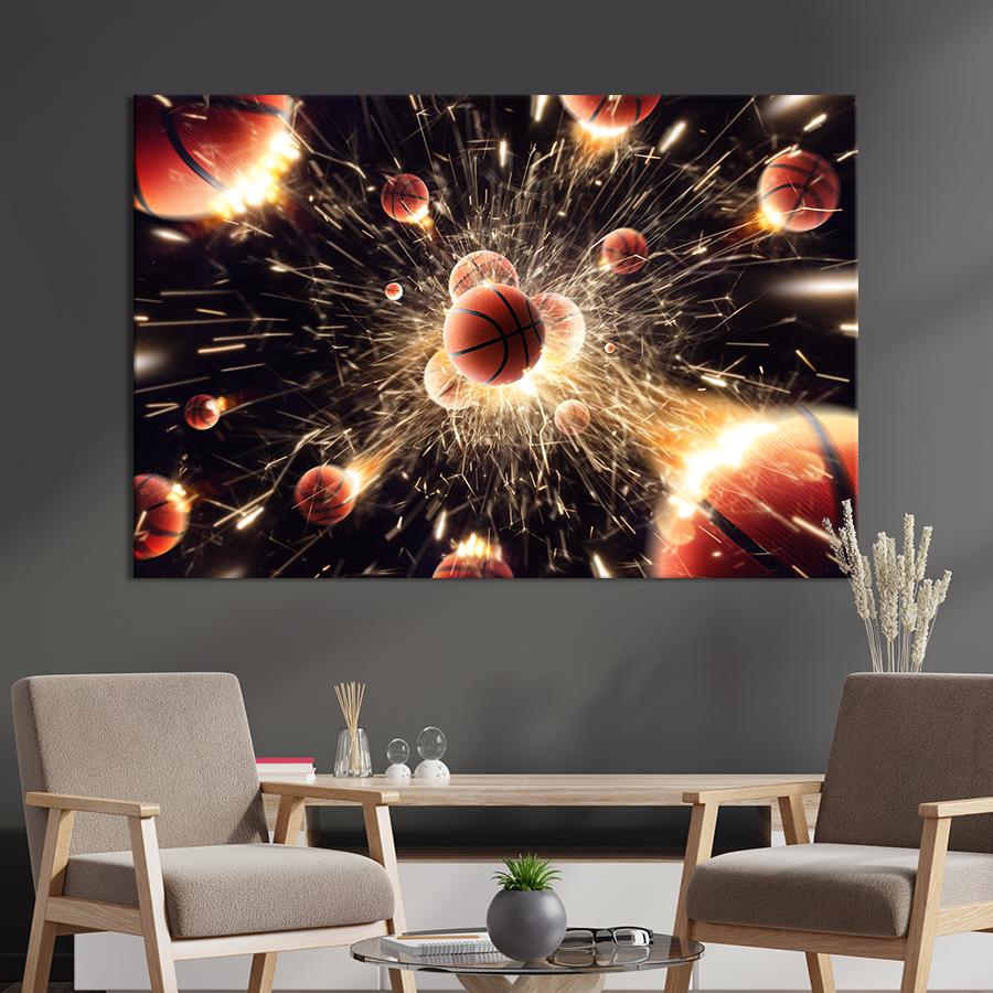 Настенний декор Огненные баскетбольные мячи 120x80 см (1866-1)