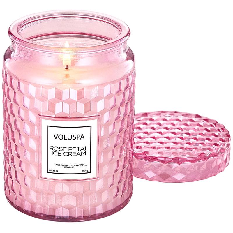 Свеча ароматическая Voluspa Roses Rose Petal Ice Cream 510 г банка с крышкой (111000756)