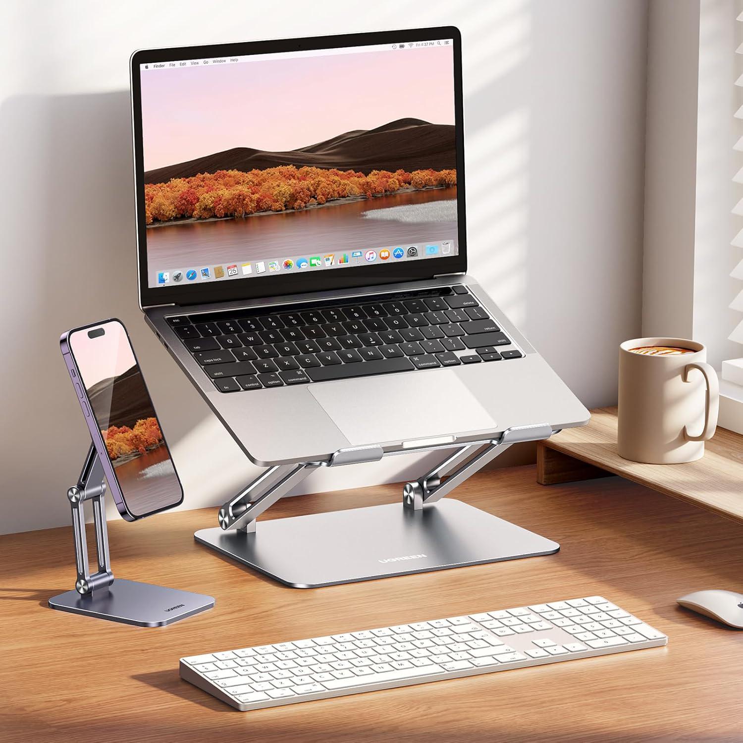 Підставка для ноутбуку UGREEN металева складана алюмінієва до 17.3'' Сірий (90772) - фото 2