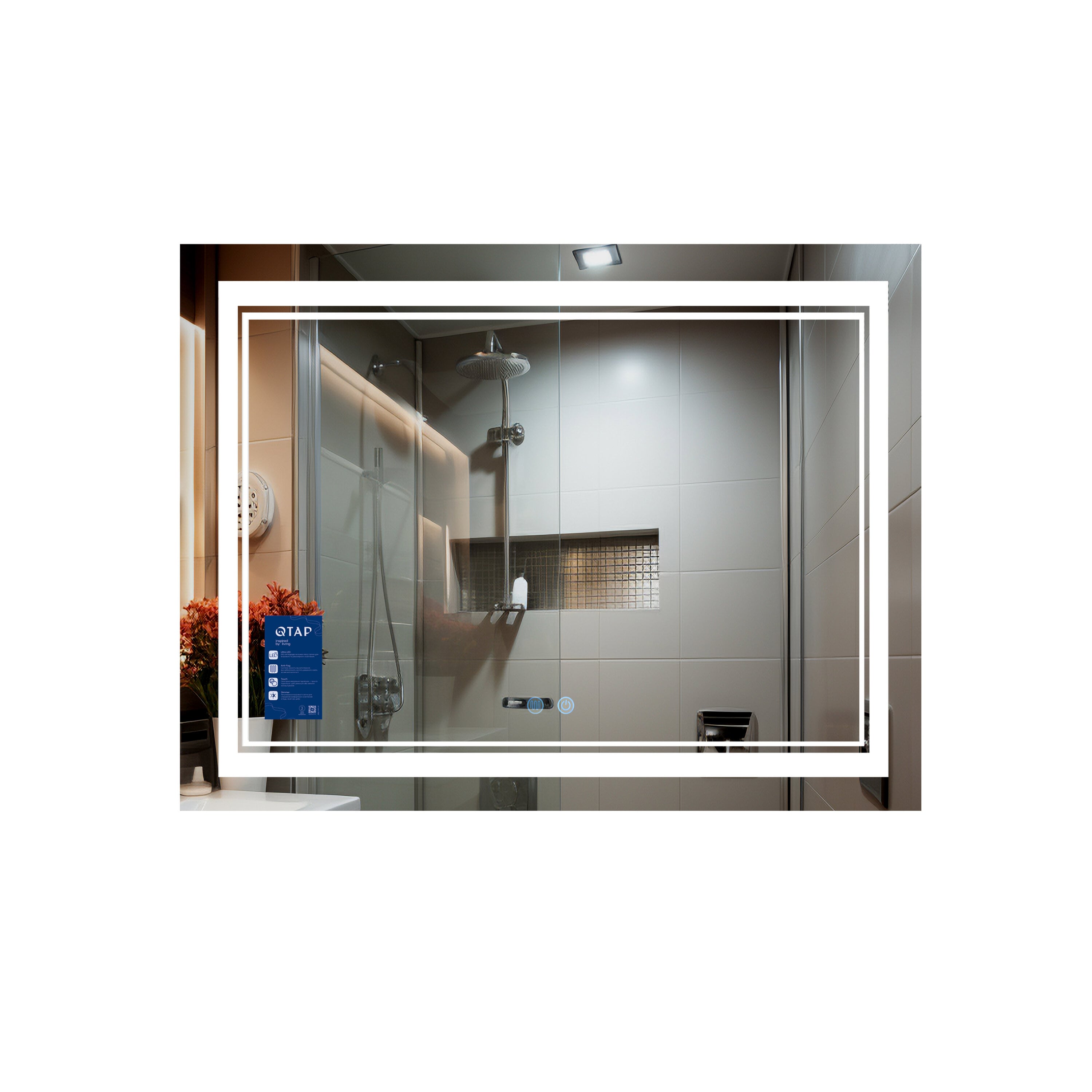 Зеркало Qtap Cardinal с LED-подсветкой Touch/антизапотеванием/диммером 3000-6500K (QT0478C10070