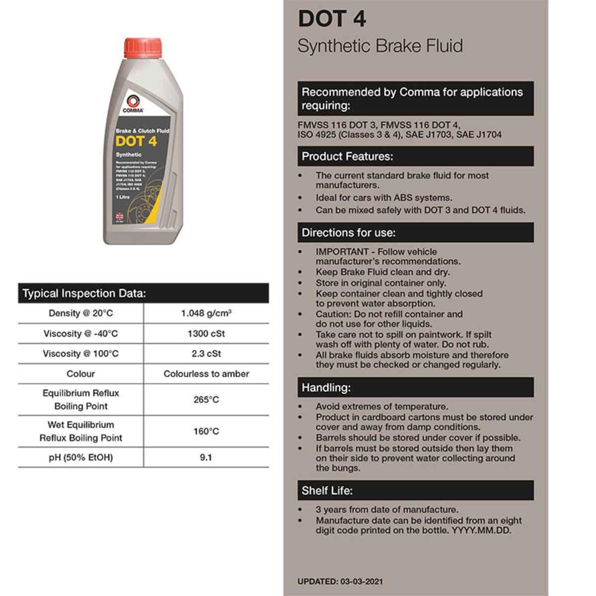 Автомобильная тормозная жидкость Comma DOT 4 BRAKE FLUID для систем ABS 5 л (BF45L) - фото 2