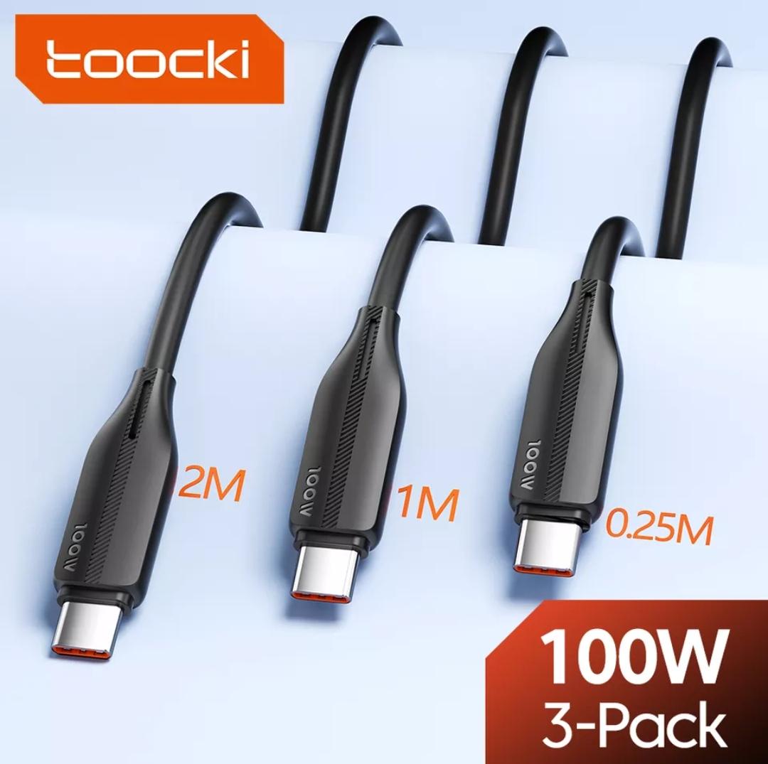 Набор кабелей Toocki Type-C - USB-A PD100W 2/1/0,25 м 3 шт. (230010) - фото 3