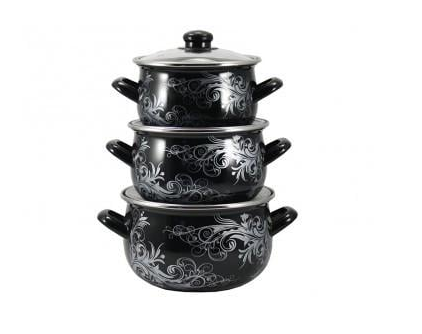 Набір каструль Interos Срібло емальованих 2,1 л/3,1 л/4 л (16658)