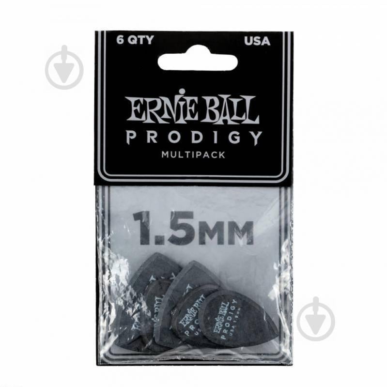 Медіатори Ernie Ball 9342 Black Multipack Prodigy Picks 6-Pack 1.5 мм (6 шт.) - фото 1