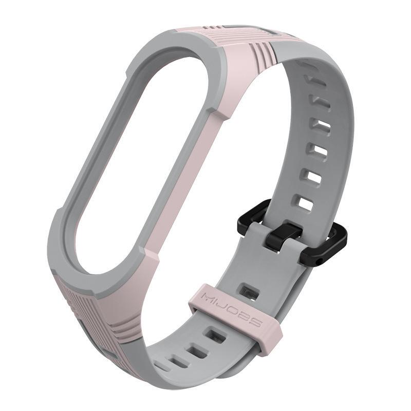 Ремешок для смарт-браслетов MiJobs X-Sport Two-Color для Xiaomi Mi Band 4/3 Светло-розовый/Серый (1380P)