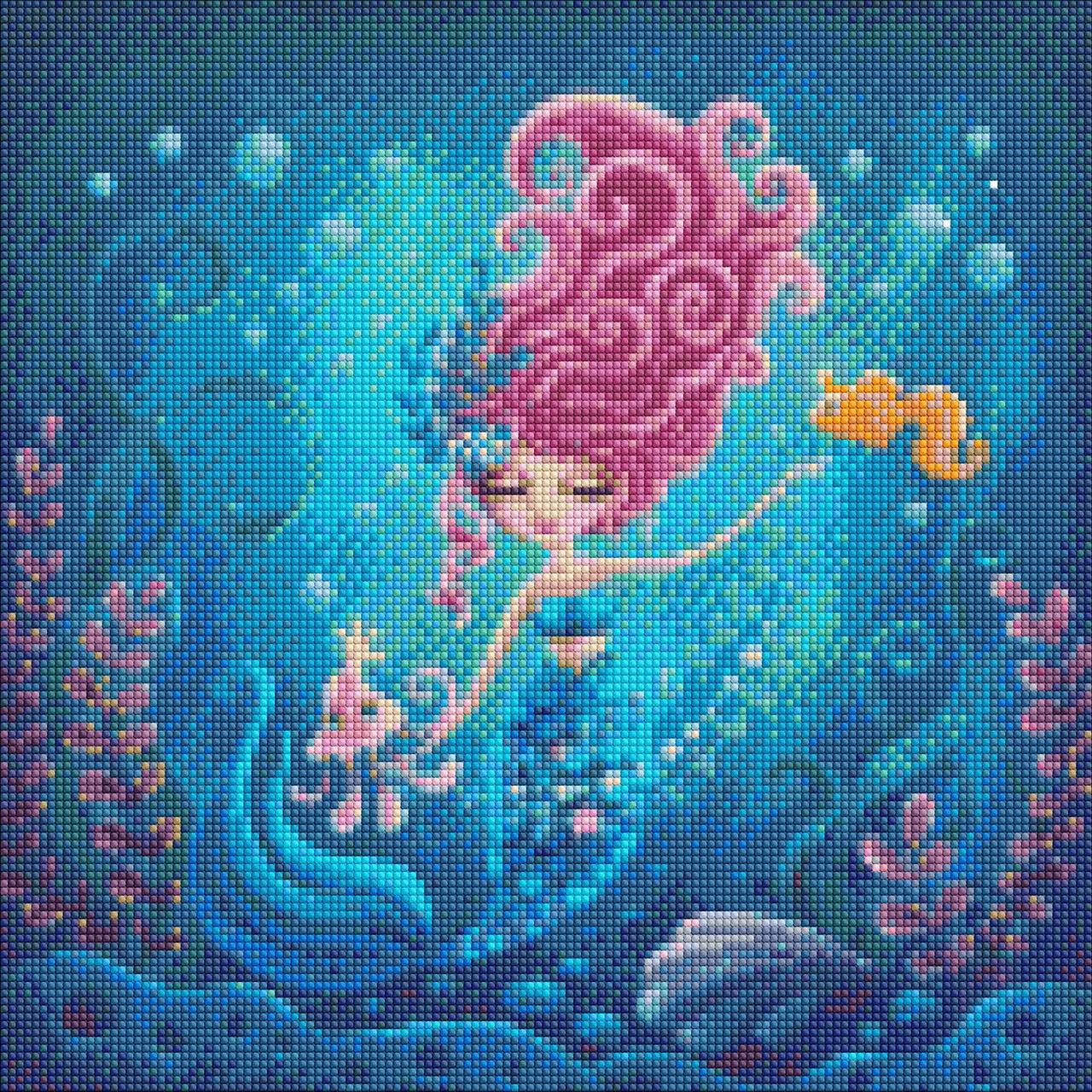 Алмазная мозаика Идейка Русалка на холсте с подрамником 40х40 см (AMO7313)