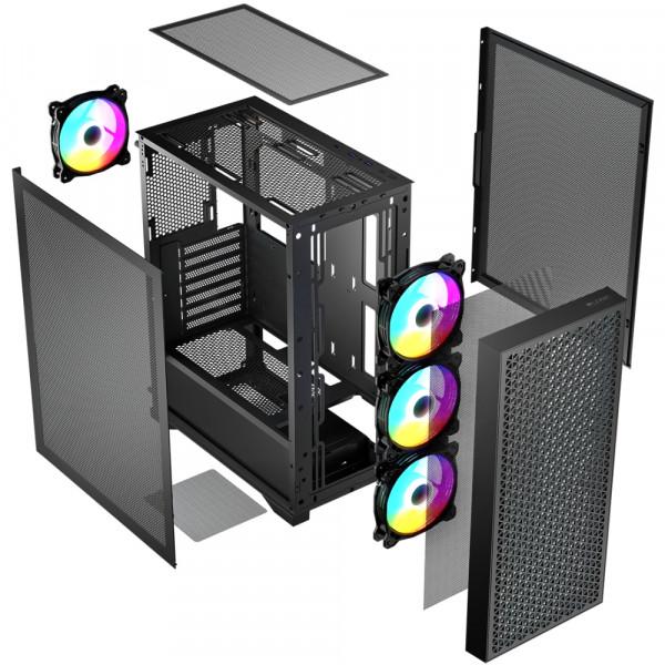 Корпус для компьютера LogicConcept DART PRO Midi-Tower ATX Mesh 4x120 мм ARGB Black (AT-DART-PRO-ARGB-10) - фото 5