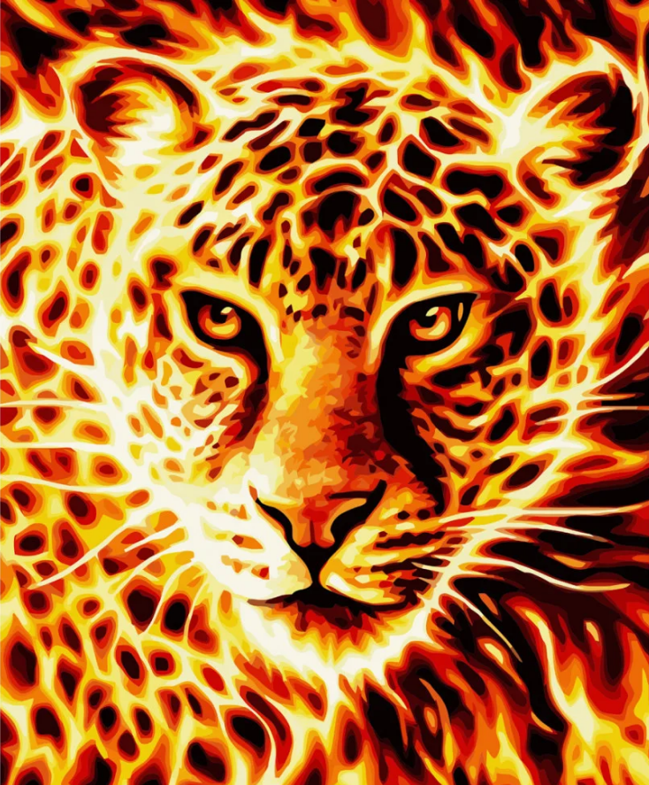 Картина за номерами Strateg Вогняний леопард 40x50 см (VA-3645) Картина за номерами Strateg Вогняний леопард 40x50 см (VA-3645)