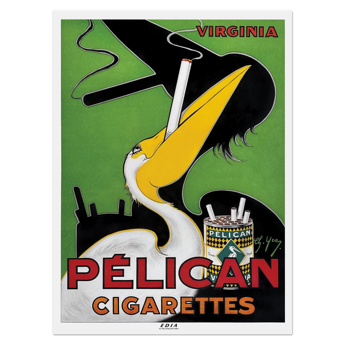 Плакат винтажный Pelican Cigarettes 1925 62x84 см (0202)