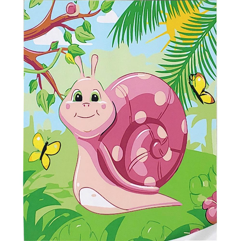 Картина по номерам Strateg Премиум Улитка с бабочками с лаком и уровнем 30х30 см (ES218)