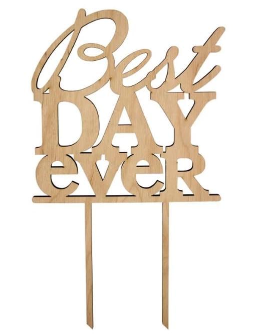 Заготовка для декупажа ROSA TALENT Топер на торт Best ever day 14х24 см