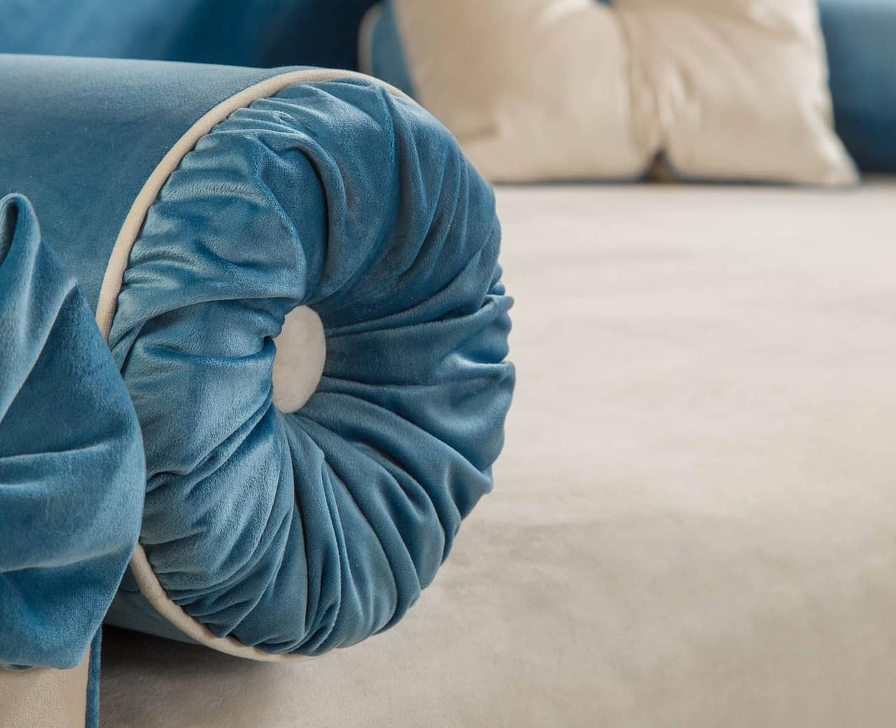 Диван дитячий MeBelle PANKTI велюровий з нішою для білизни 80х170 см Білий/Блакитний (DD_006_2) - фото 5