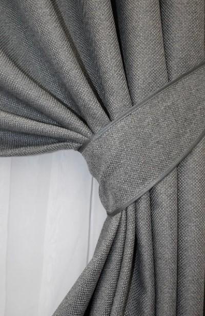 Тканина для штор блекаут/льон/мішковина Сірий (288ш) - фото 3