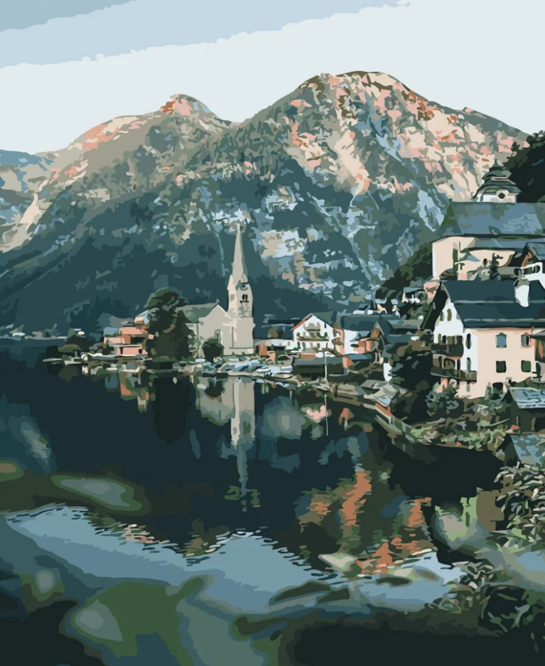 Картина за номерами Strateg Озеро та гори 40x50 см (GS496)