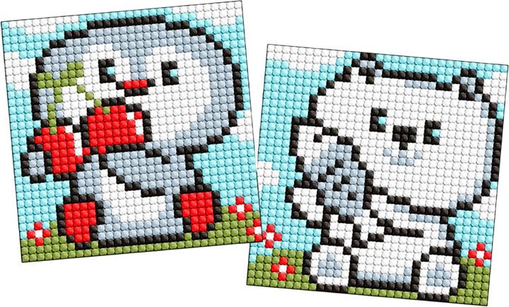 Алмазная мозаика Ideyka на магнитной основе Пингвин и медвежонок 9х9 см (AMG1092)