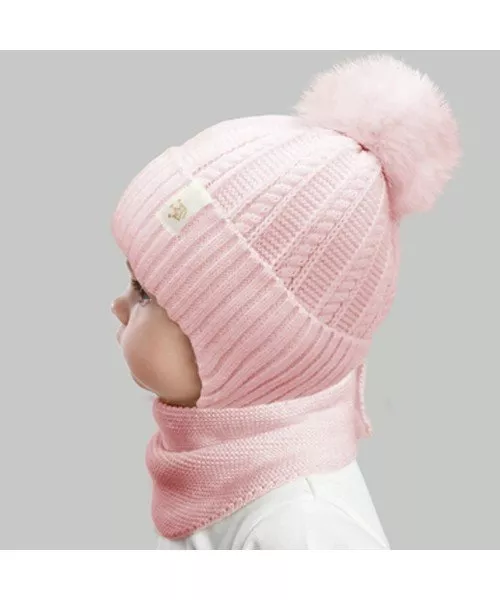 Комплект шапка та шарф дитячий Elf Габріель р. 44 Рожевий (OK001326)