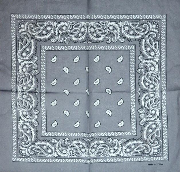 Бандана с рисунком 55х55 Серая (K005)