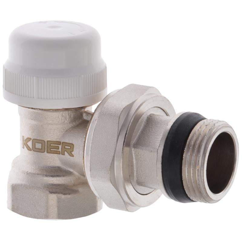 Клапан термостатический радиаторный угловой KOER KR.921-GI 3/4" с американкой (KR2683)