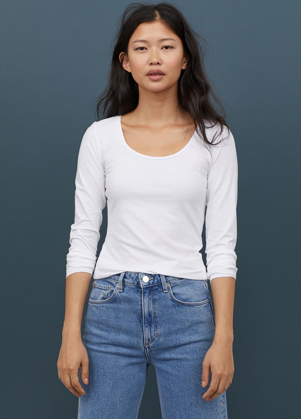 Лонгслив женский H&M XS Белый (824995001b39) Лонгслив женский H&M XS Белый (824995001b39)