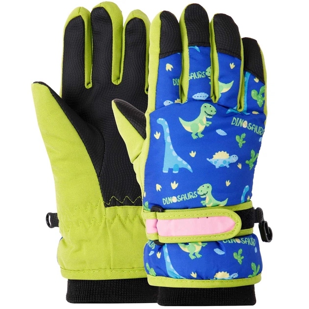 Перчатки лыжные детские зимние LUCKYLOONG C-1699 M/L Синий/Салатовый