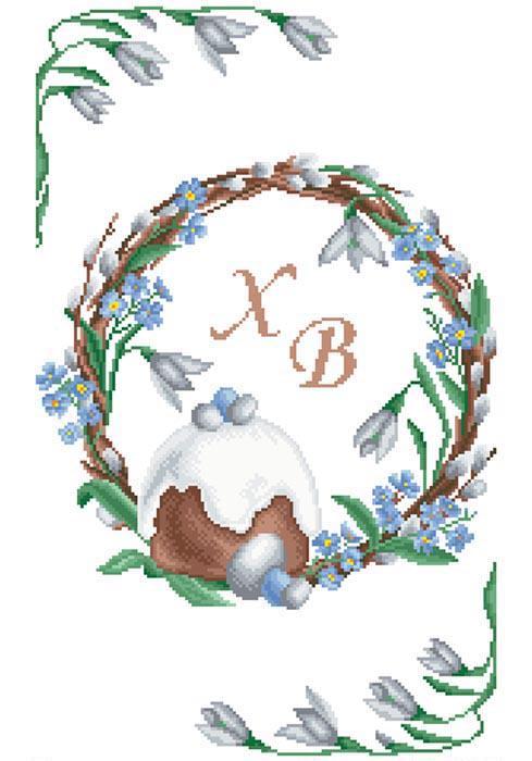 Схема на атласной ткани пасхальное полотенце для вышивки бисером и нитками (ТР847)