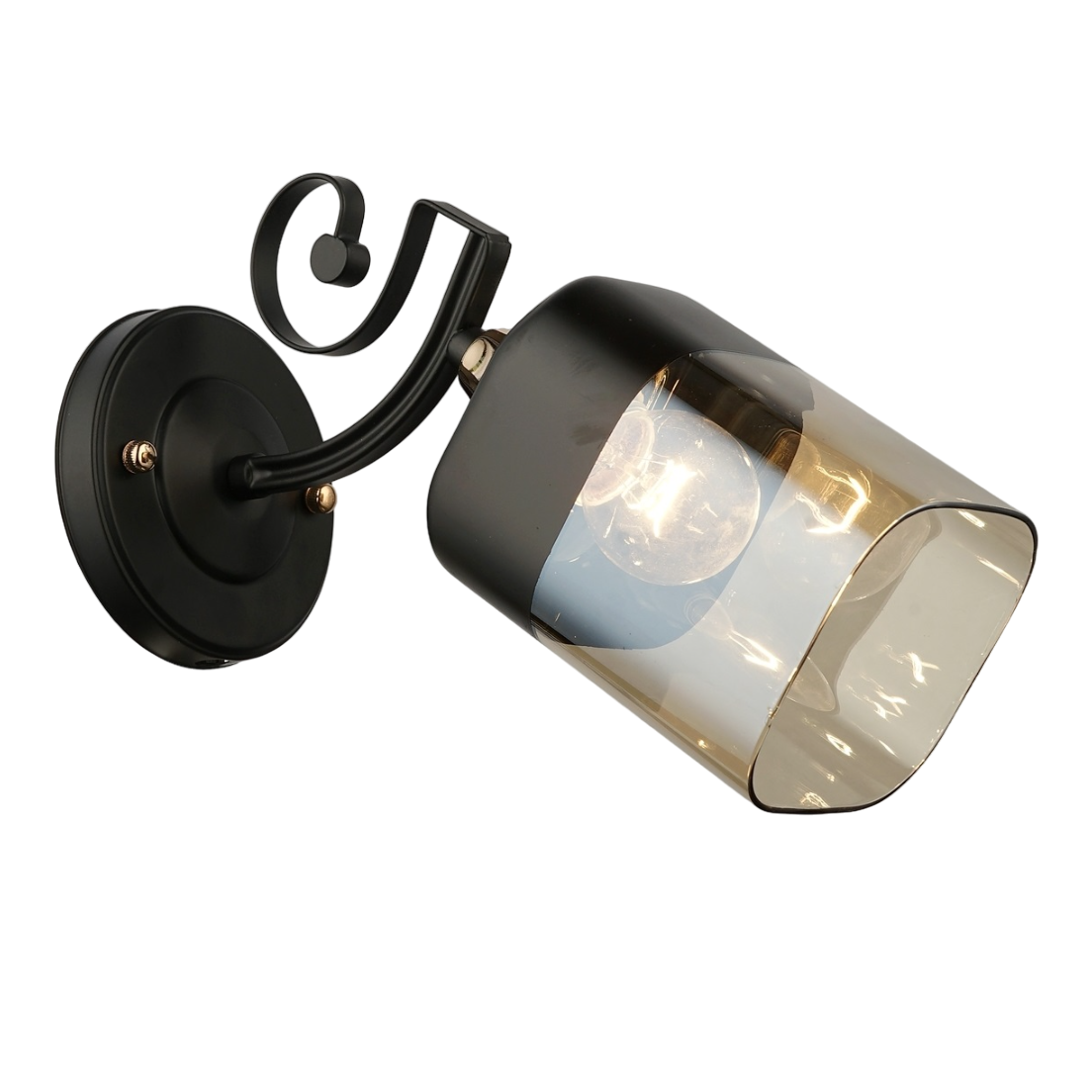 Бра Svet з плафоном зі скла під лампу Е27 Чорно-золотий (SR-N3846/1W FG+BK)