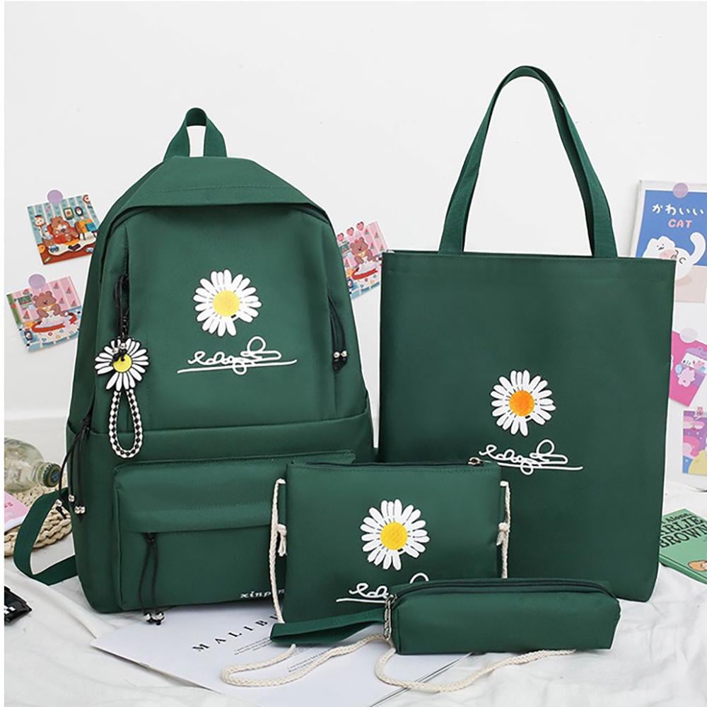 Школьный рюкзак для девочки Ромашка 4в1 5-11 класс Темно-зеленый (27667935)