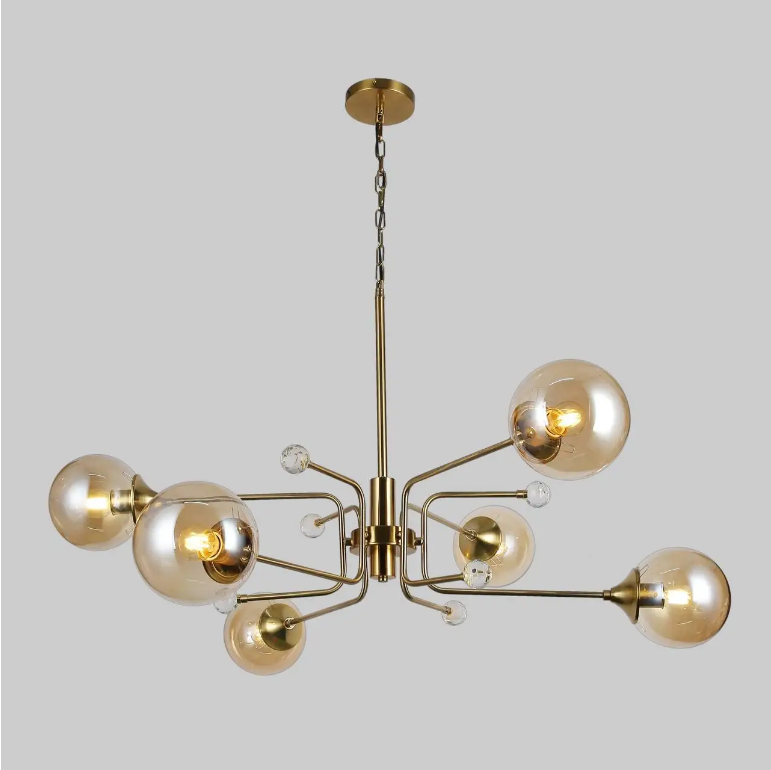 Люстра дизайнерская на 6 ламп Бронзовый (52-L7735-6 BRZ+BR)