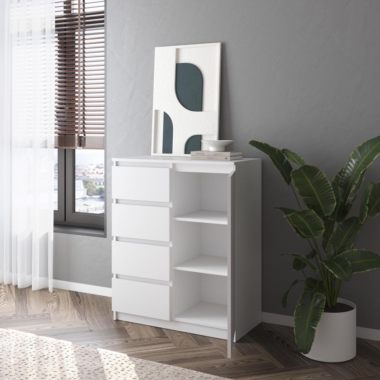 Комод з шухлядами та полицями Вайс R-32 80х40х98 см Антрацит-Білі планки (30325296) - фото 4