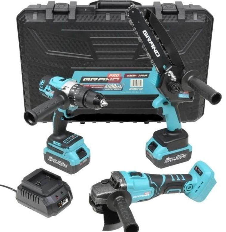 Набір акумуляторних інструментів Grand №3 PROF МШУ-20BL/PRO & ДА-20/13UBL & АГ-800UBL (33731530) Набір акумуляторних інструментів Grand №3 PROF МШУ-20BL/PRO & ДА-20/13UBL & АГ-800UBL (33731530)