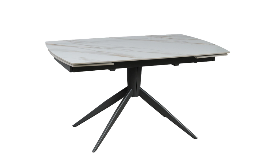 Стол Вираж черные ножки 1400/2000x900x750 мм Молочный глянец (2147486769)