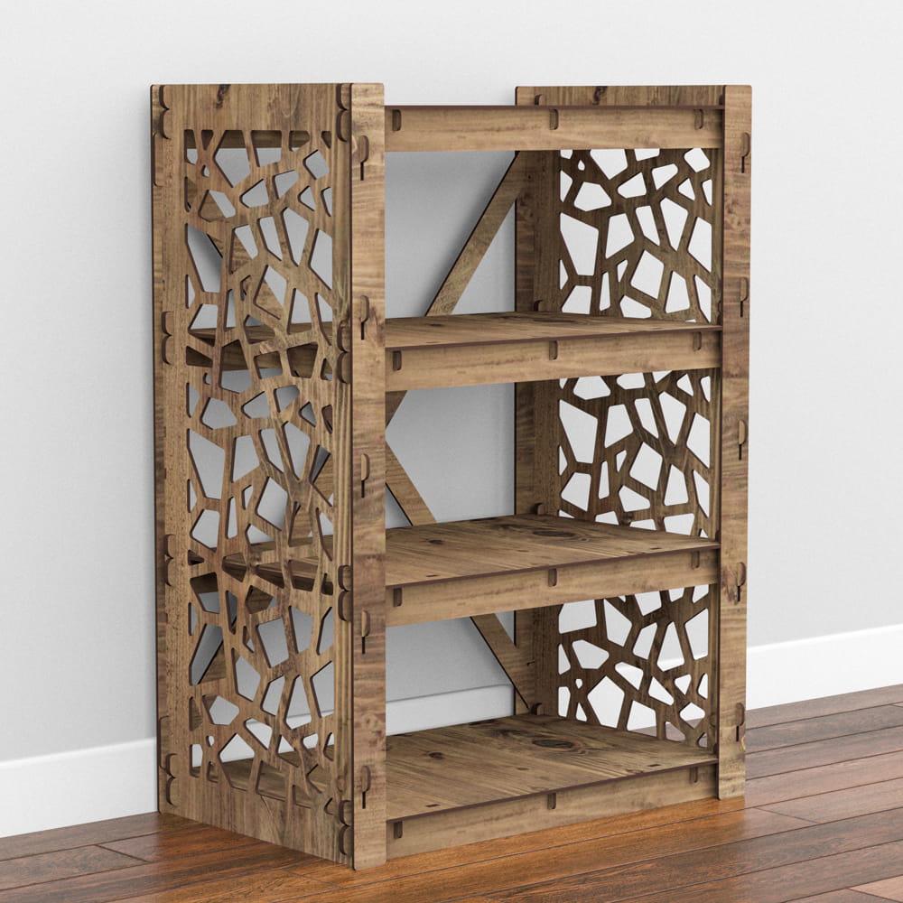 Комод в гостиную деревянный Hexagonica Stones на 3 ящика черные корзины 750х528х345 мм (111183)