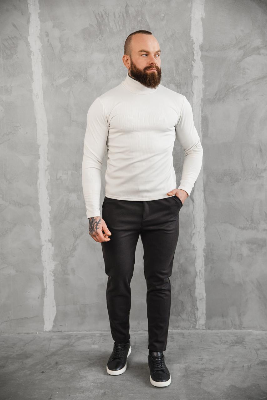 Штани чоловічі зимові slim-fit J0027 на флісі XL Чорний (J0027/3) - фото 4